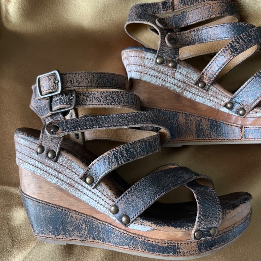 Bed Stu Juliana Wooden Wedge Platform Sandals 9.5 - Picture 6 of 13